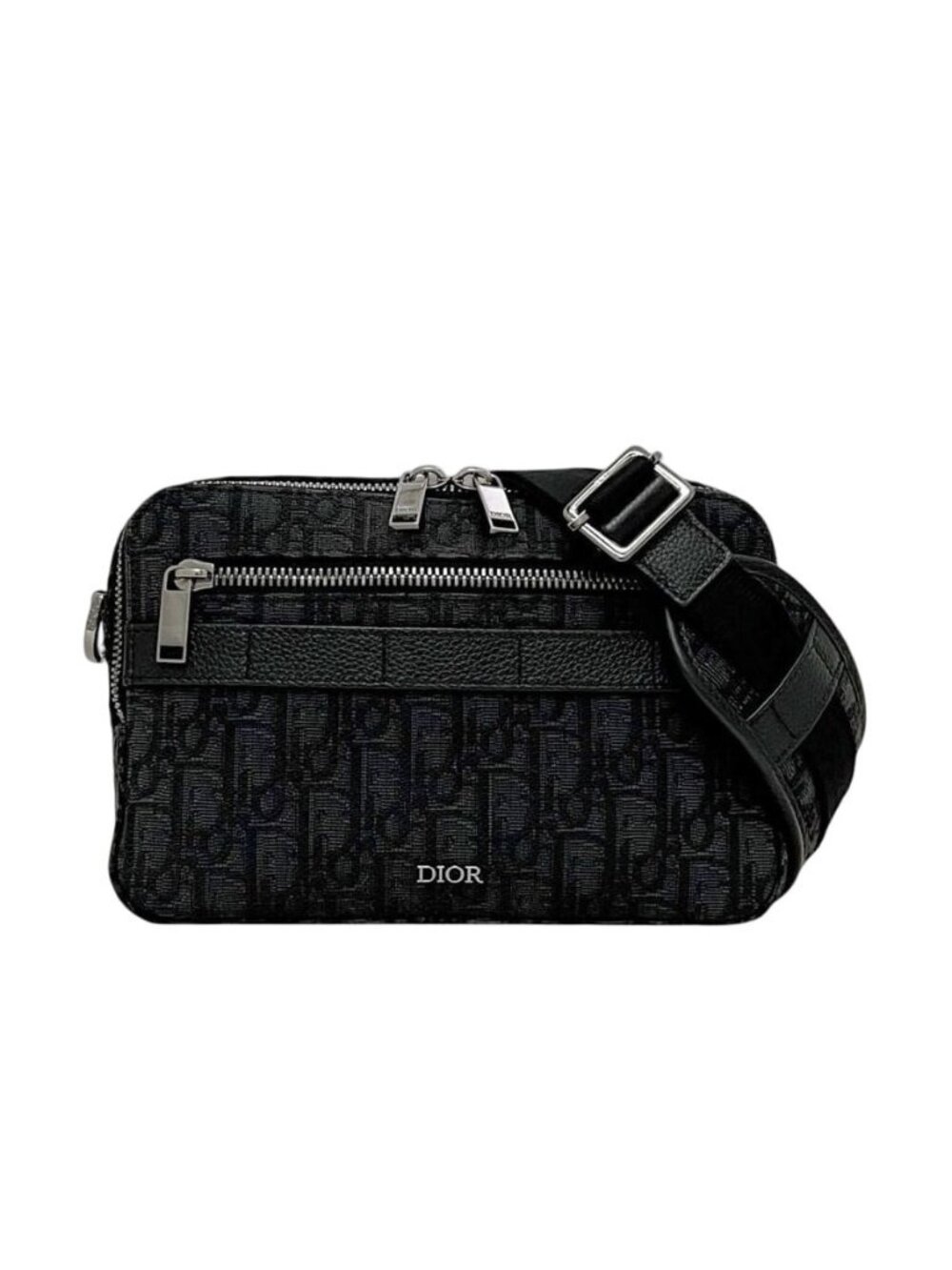 Dior Shoulder Bag Safari Messenger Black Oblique Crossbody Canvas Leather